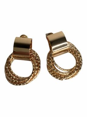 14K Gold Plated Textured Coiled Multi Hoop Earrings 23mm